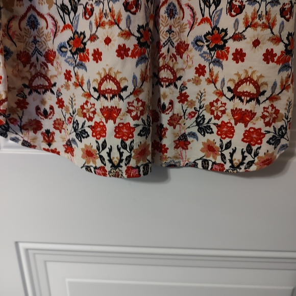 LOFT Floral Cream Blouse with Red and Navy Accents - Picture 6 of 8